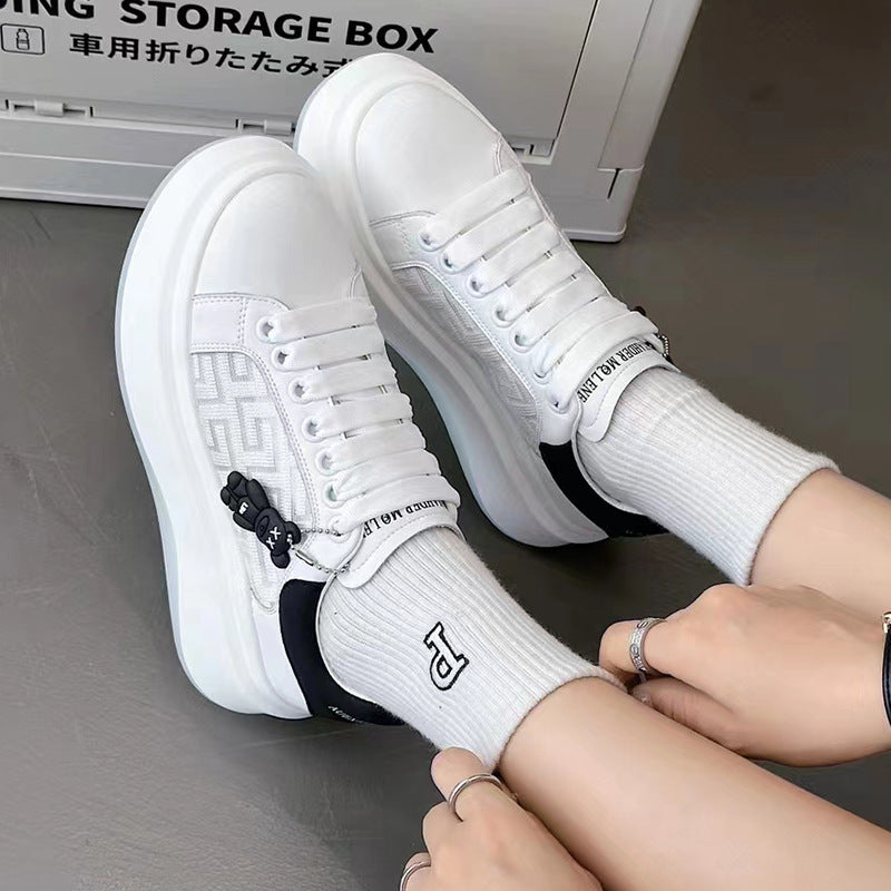 Women's Summer Mesh Surface White Lace Breathable Bear Casual Shoes