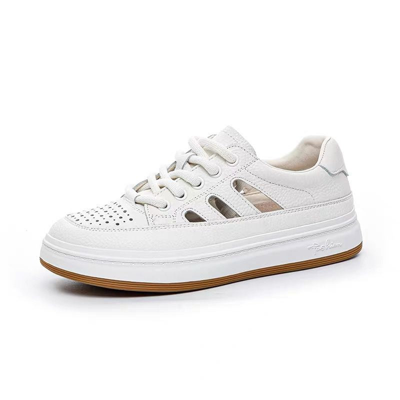 Female Summer Authentic Hollow Out Breathable Simple Flat Sandals