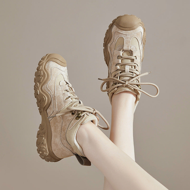 Women's Ankle Genuine Retro Outdoor Hiking Toe Cap Platform Women's Leather Boots
