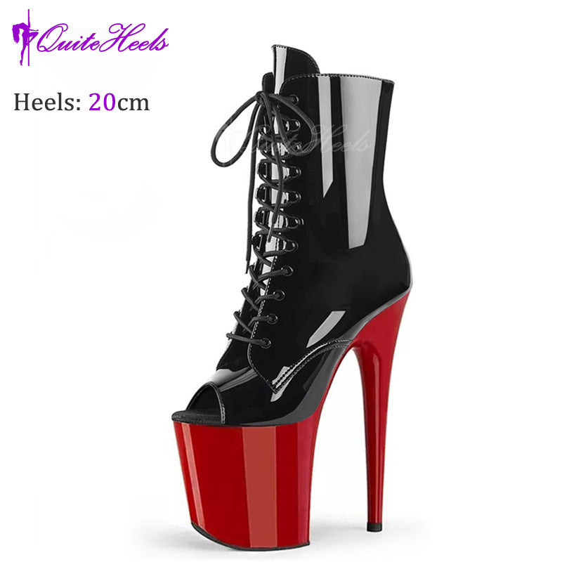 Women's Platform Thin Short Stiletto Pole Dance Women's Leather Boots