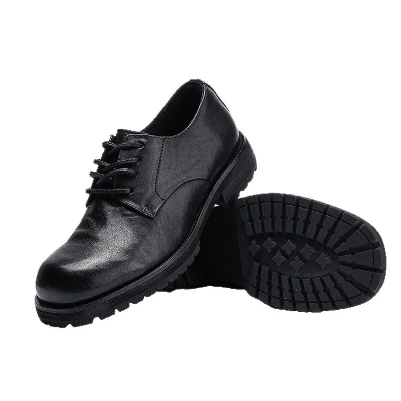 Men's Year Authentic Square Toe Derby Tooling Version Fashion Wooden Men's Business Leather Shoes