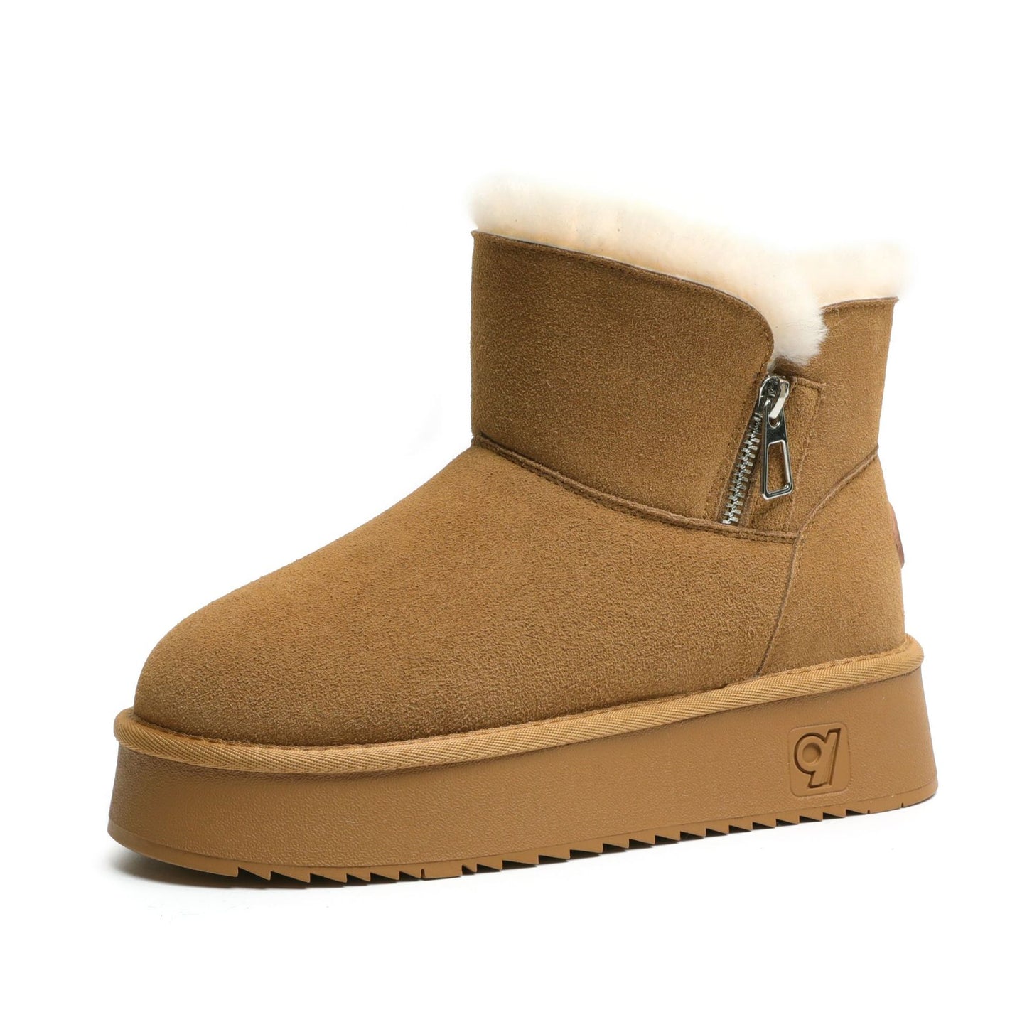 Women's Wool Muffin Short Heightening Thickening Fleece-lined Snow Boots