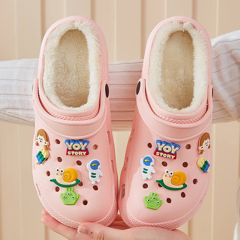 Women's Bottom Fleece-lined Hole Cartoon Cotton Warm Daily Outer Women's Shoes