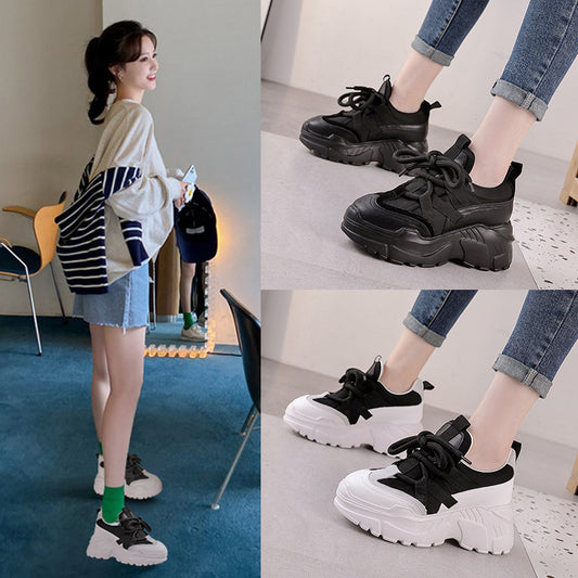 Women's Platform Dad Veet Padded Hidden Elevator Casual Shoes
