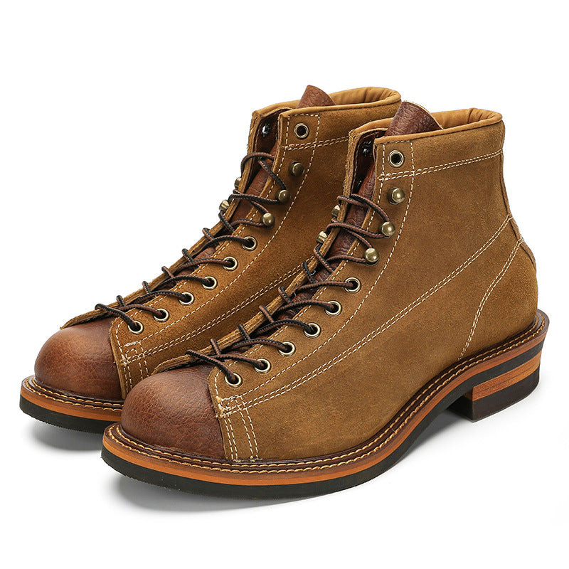 Women's & Men's Short Face Martin First Layer Cowhide Boots
