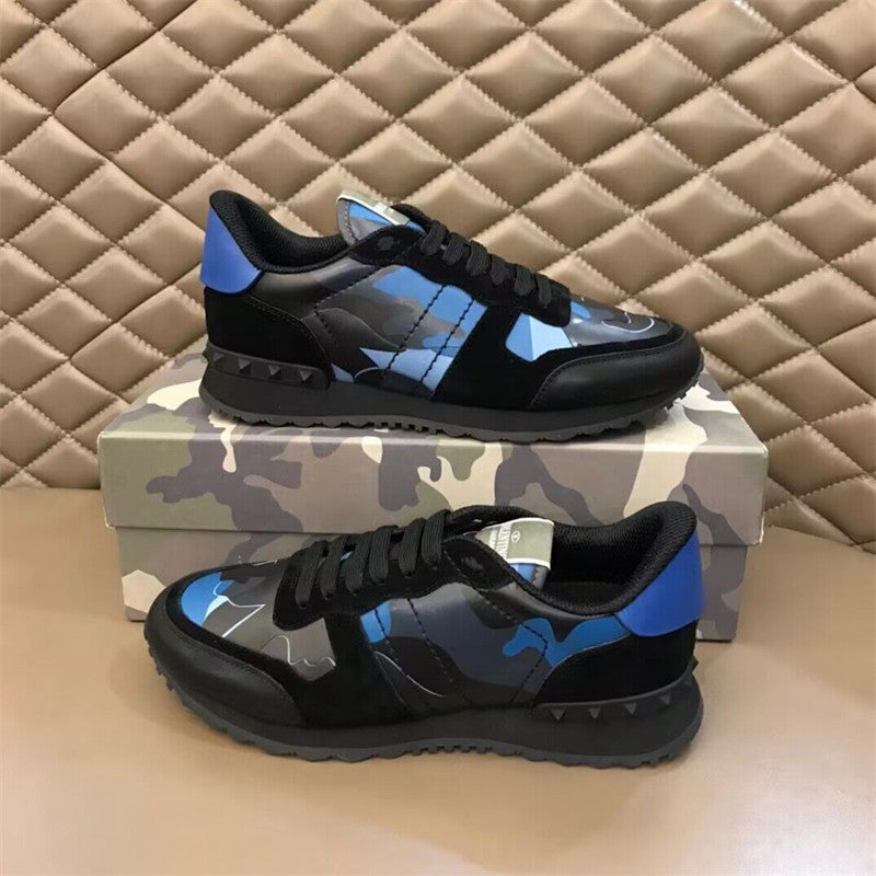 Men's Camouflage Rivet Platform Genuine Fashion Lace Up Increased Women's Casual Shoes