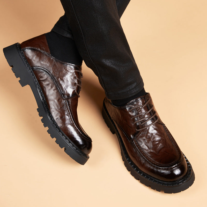 Men's Thick-soled Business Soft Round Toe Office British Leather Shoes