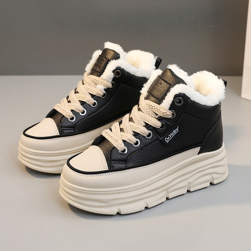 Women's Height Increasing Insole Winter Korean Warm Sneakers