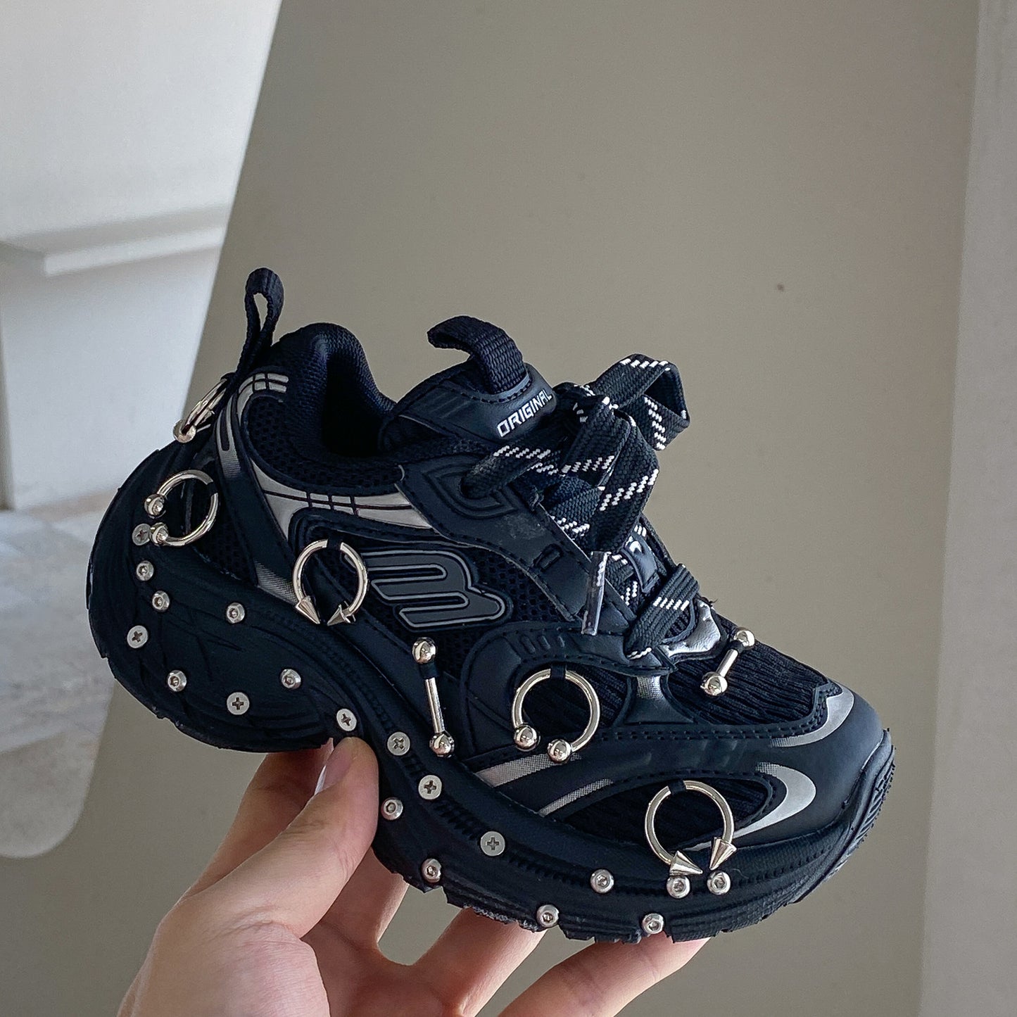 Children's Super Cool Rivet Paris Dad Retro Rub Colored Sneakers