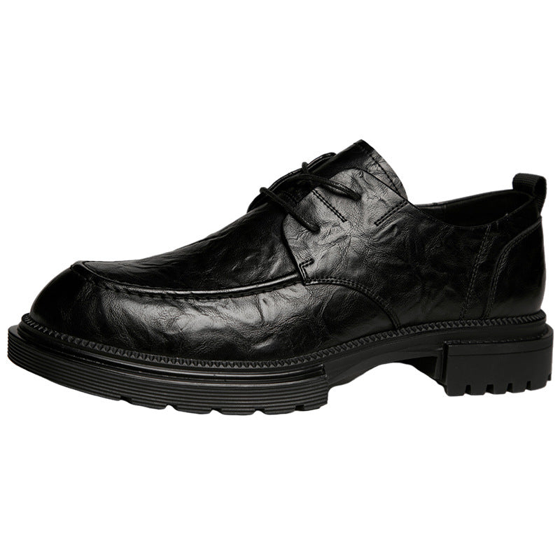 Men's Trendy British Style Genuine Breathable Korean Height Increasing Insole Men's Business Leather Shoes