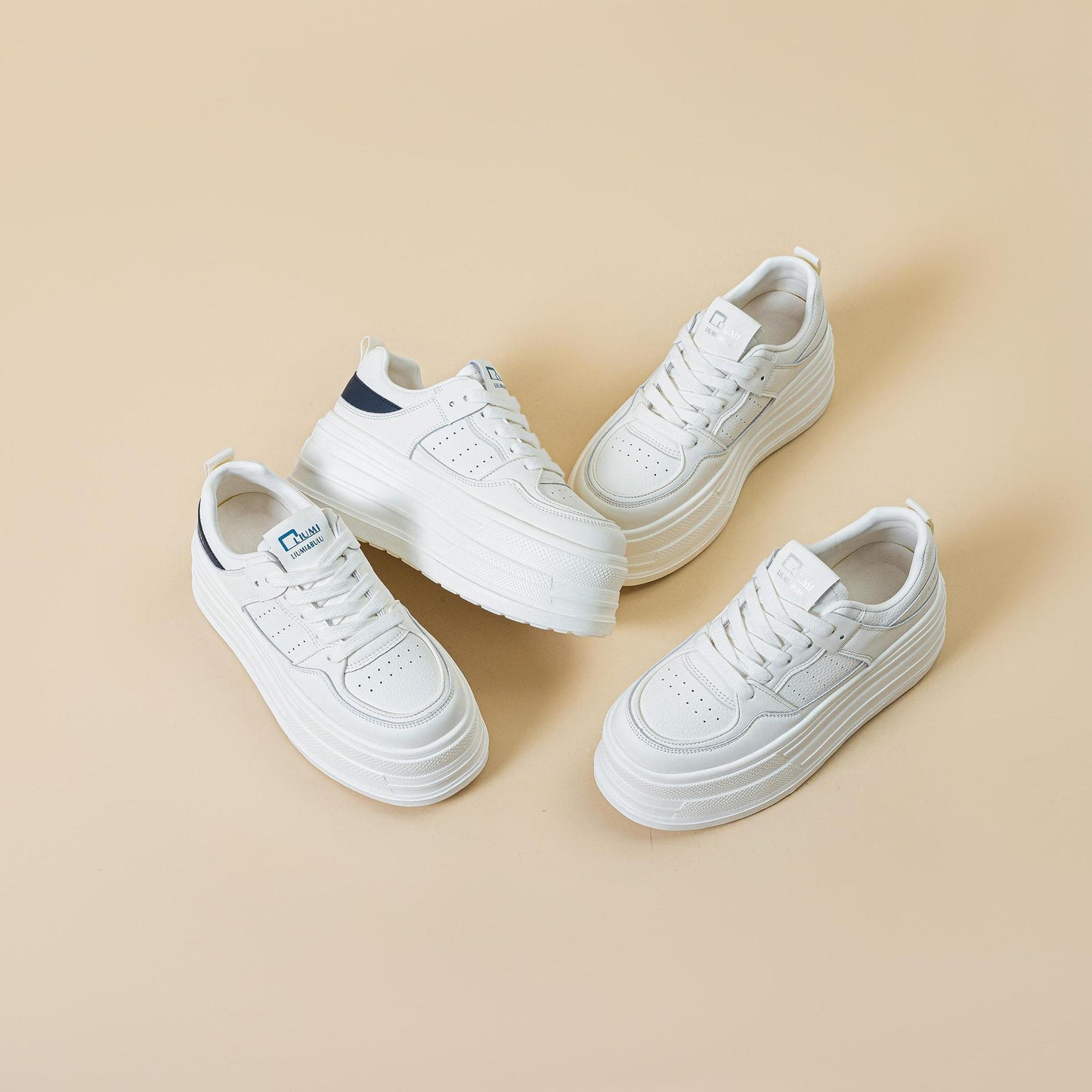 Women's Increased Platform White Genuine Board Early Women's Casual Shoes