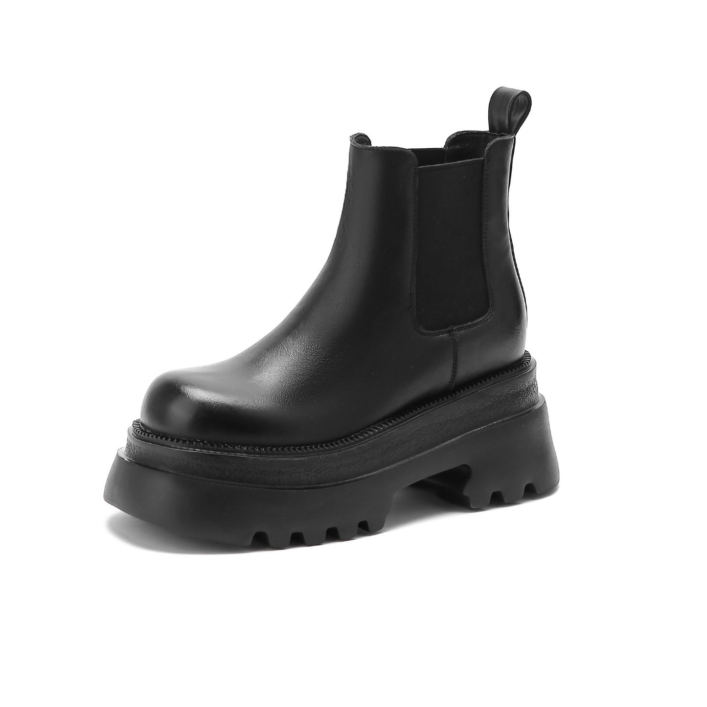 Women's Chelsea Booties Martin Platform Smoke Pipe Invisible Elevated Women's Leather Boots