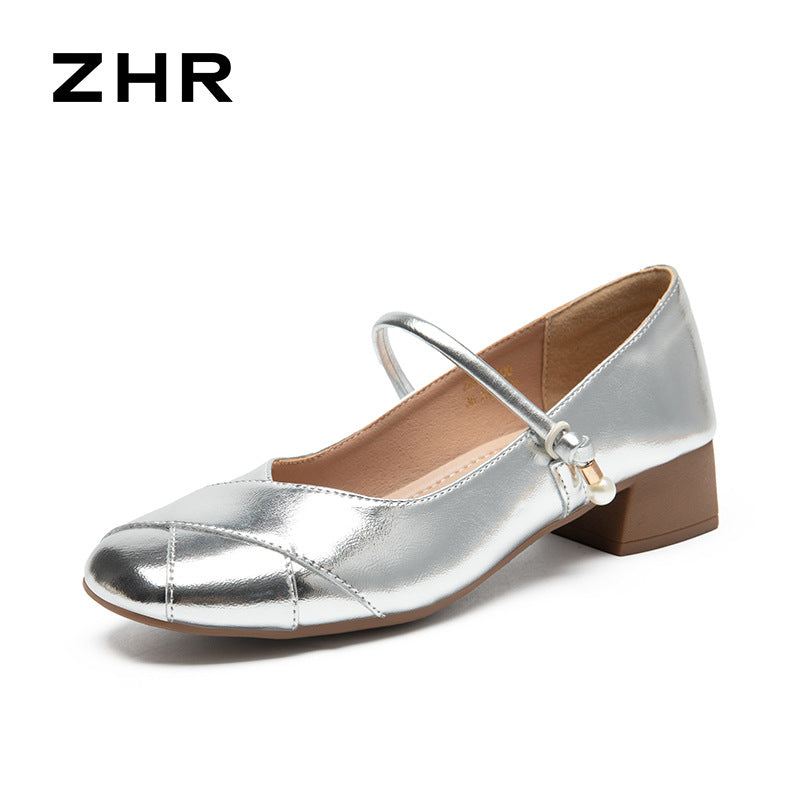 Women's French Style Mary Jane Commuter Buckle Heels