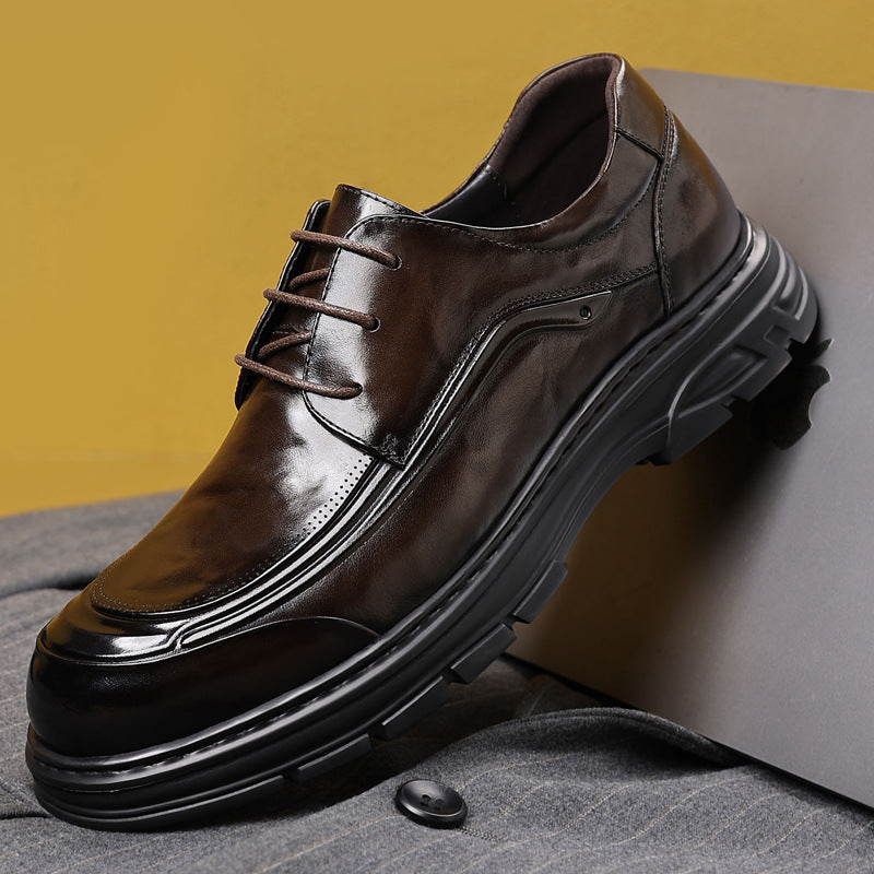 Men's First Layer Cowhide British Style Genuine Leather Shoes