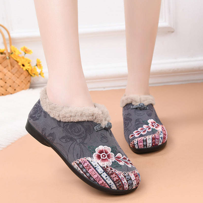 Old Cloth Cotton Embroidered Bag Fluffy Women's Shoes