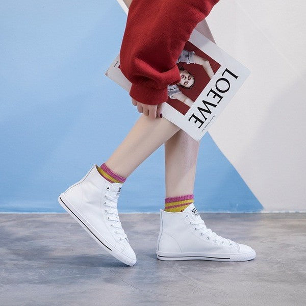 Women's White Spring Flat Comfortable Sports Sneakers