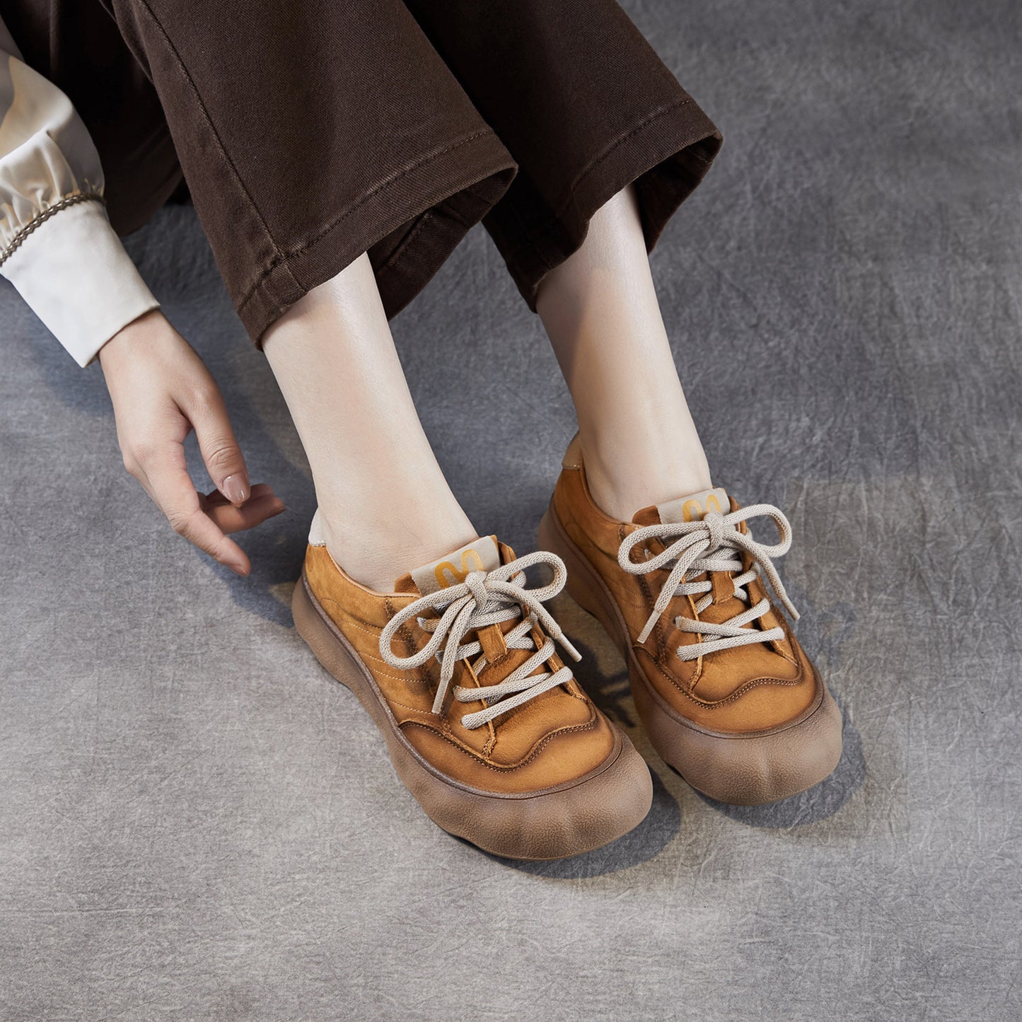 Women's Retro Genuine Autumn First Layer Cowhide Flat Artistic Ugly Women's Casual Shoes