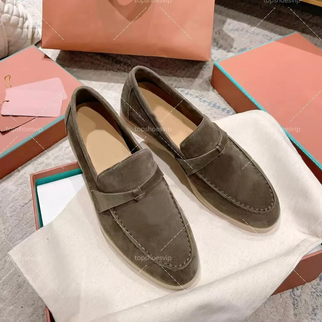 Women's Sheepskin Slip-on Pumps British Tassel Buckle Women's Casual Shoes