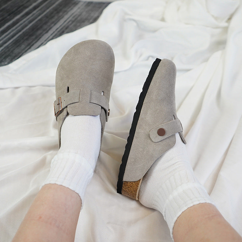 Version Toe Cap Genuine Cork Half Sandals