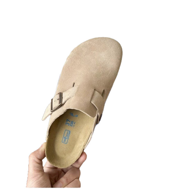 Women's & Men's Oak Closed Toe Flat Autumn Outer Thick-soles Slippers
