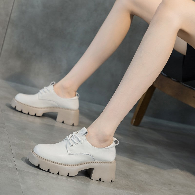Women's Thick Pumps Spring High Genuine Platform Casual Shoes