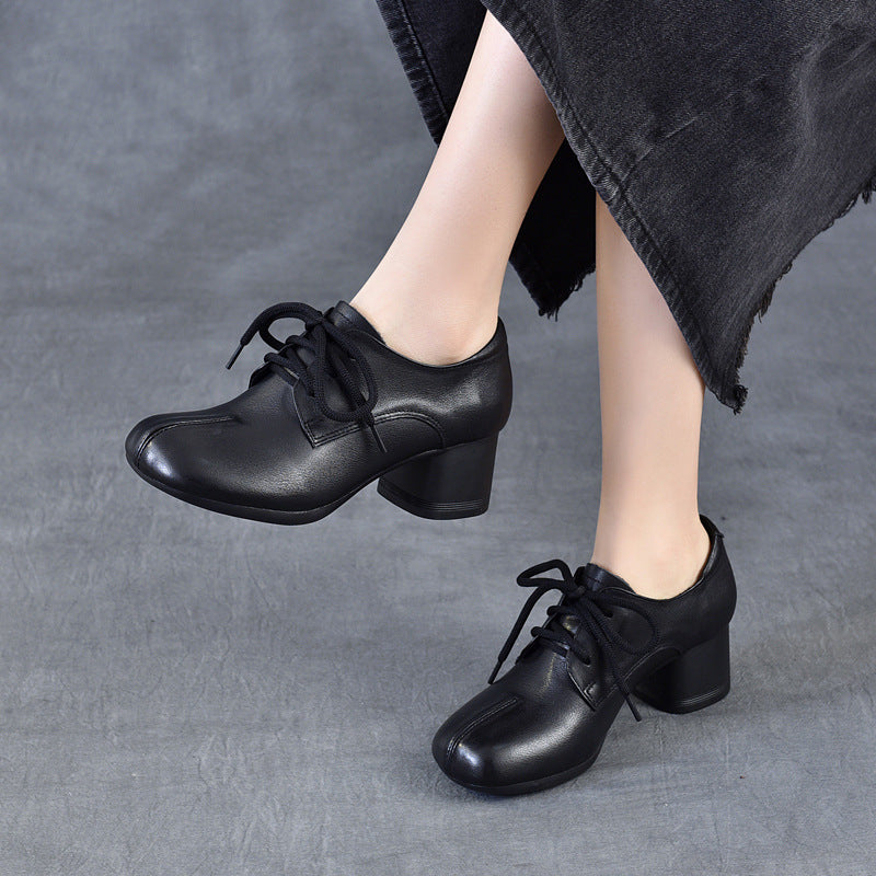 Women's Chunky Retro Comfort Mid Mother Leisure Commute Small Four Women's Casual Shoes