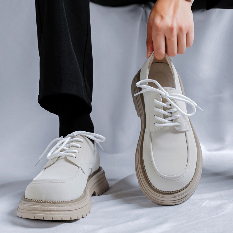 British Style Thick Bottom Fashion Trendy Men's Casual Leather Shoes