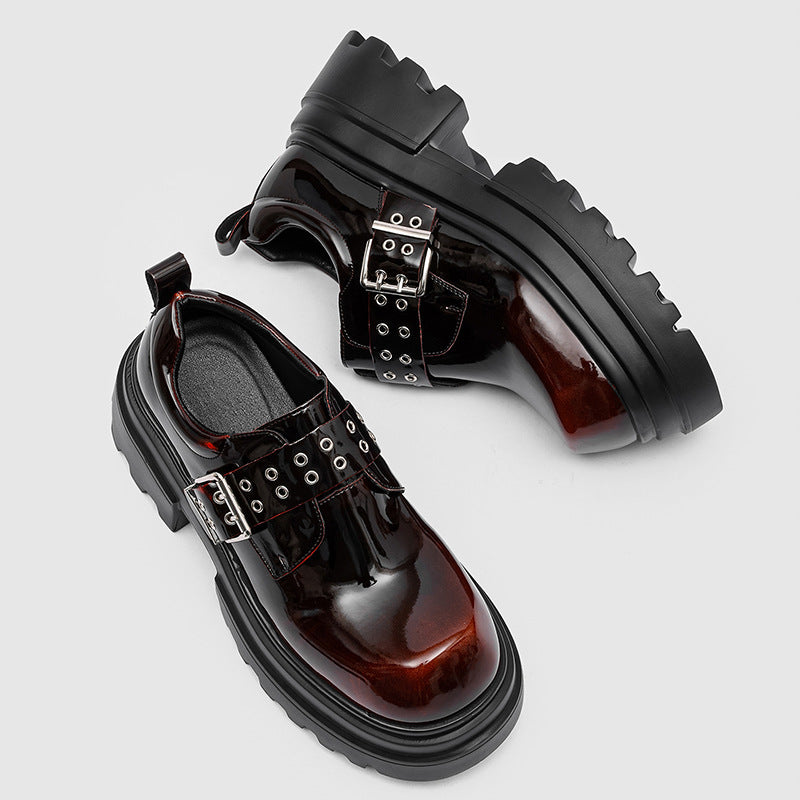 Men's British Style Comfortable Small Winter Raise The Bottom Brown Men's Casual Leather Shoes