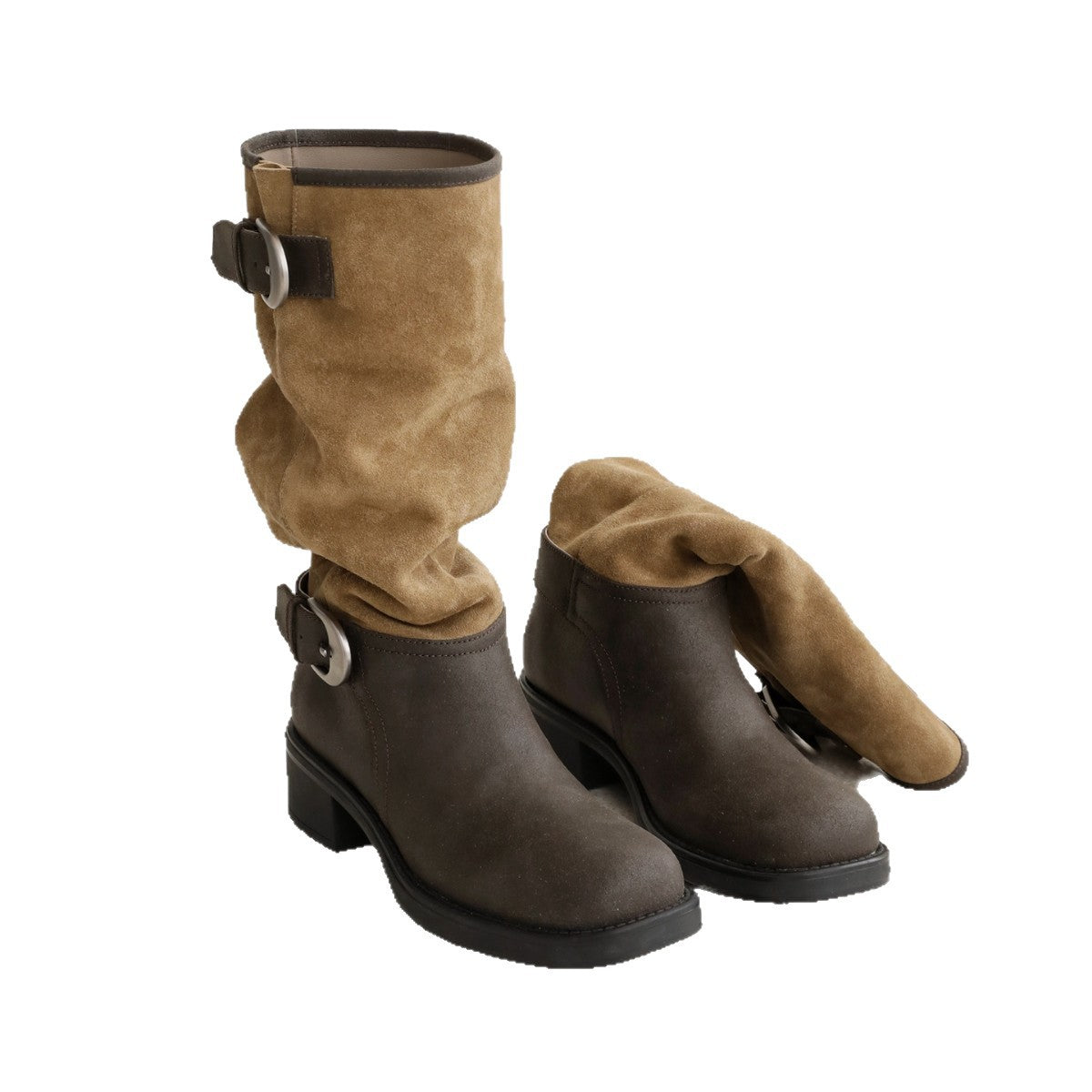 Women's Pile Style Straight Retro Western Cowboy Color Matching Boots