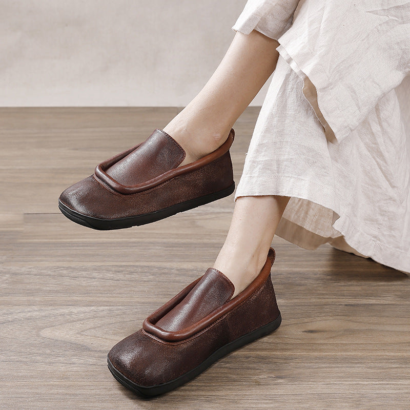 Women's Round Toe Flat Back To Ancient Times Classic Retro Brushed Women's Casual Shoes