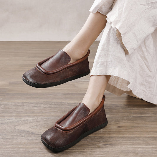 Women's Round Toe Flat Back To Ancient Times Classic Retro Brushed Women's Casual Shoes