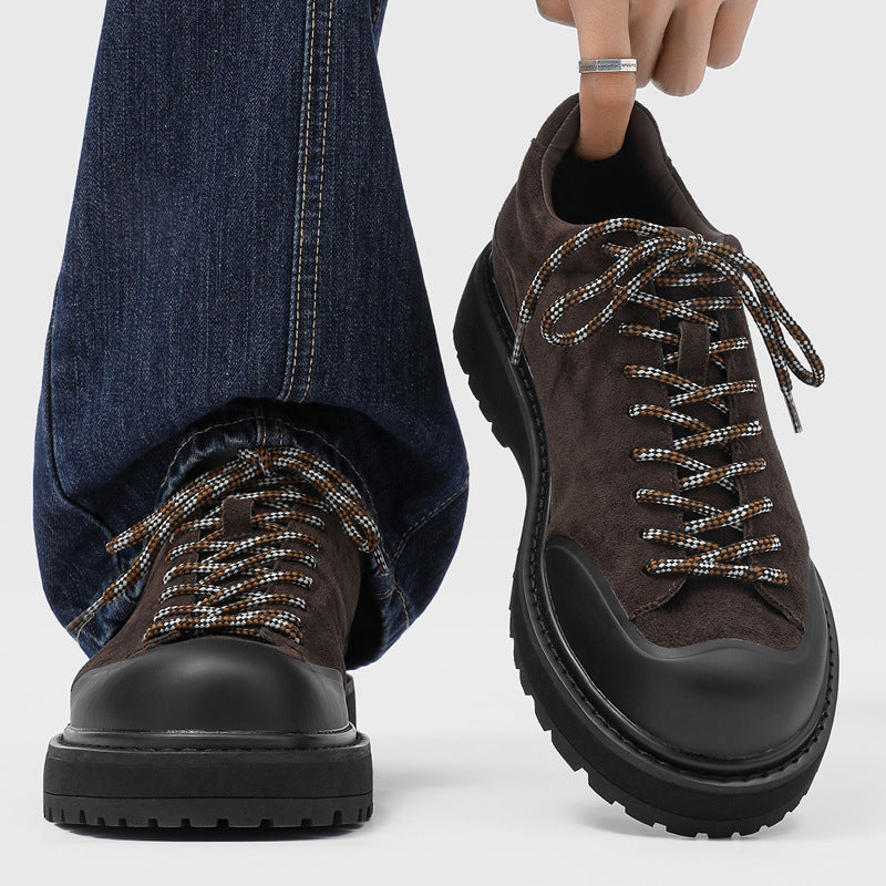 Men's Platform Height Increasing British Fashionable Lace Men's Casual Leather Shoes