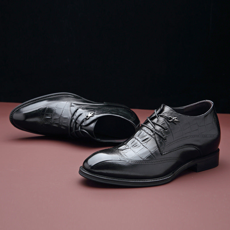 Men's Height Increasing Insole Genuine Breathable British Leather Shoes