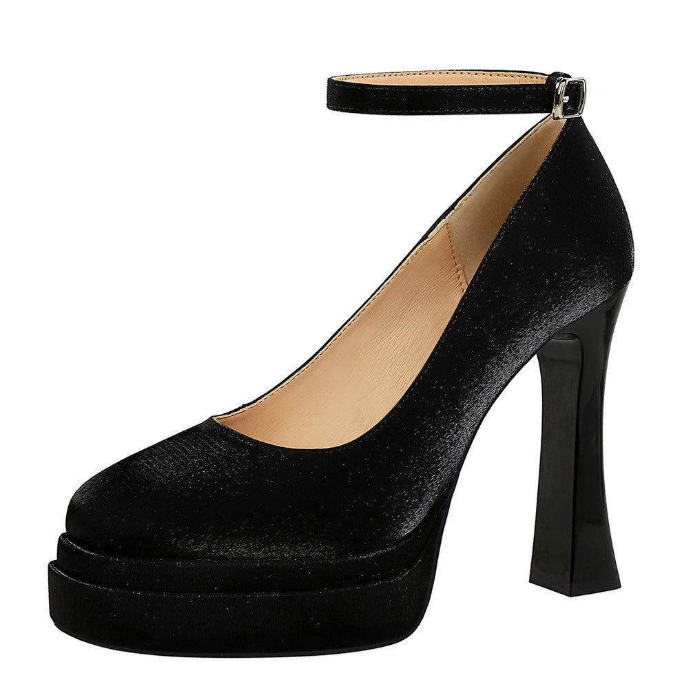 Women's Head Satin High Low-cut Waterproof Platform Women's Shoes