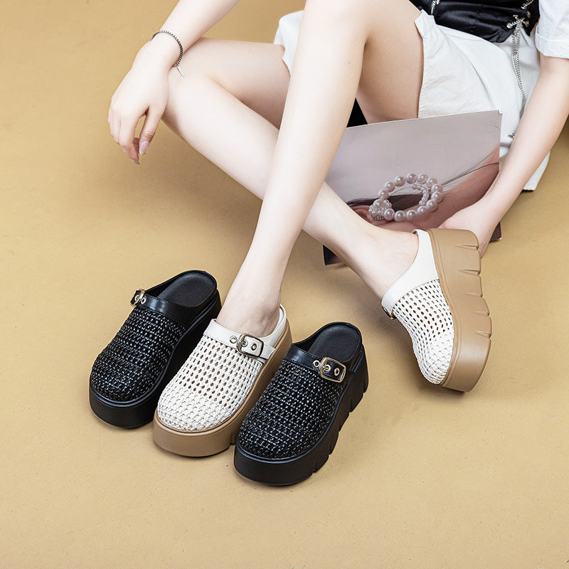 Women's Trendy Thick Bottom Toe Cap Half Summer Soft Thick-soles Slippers