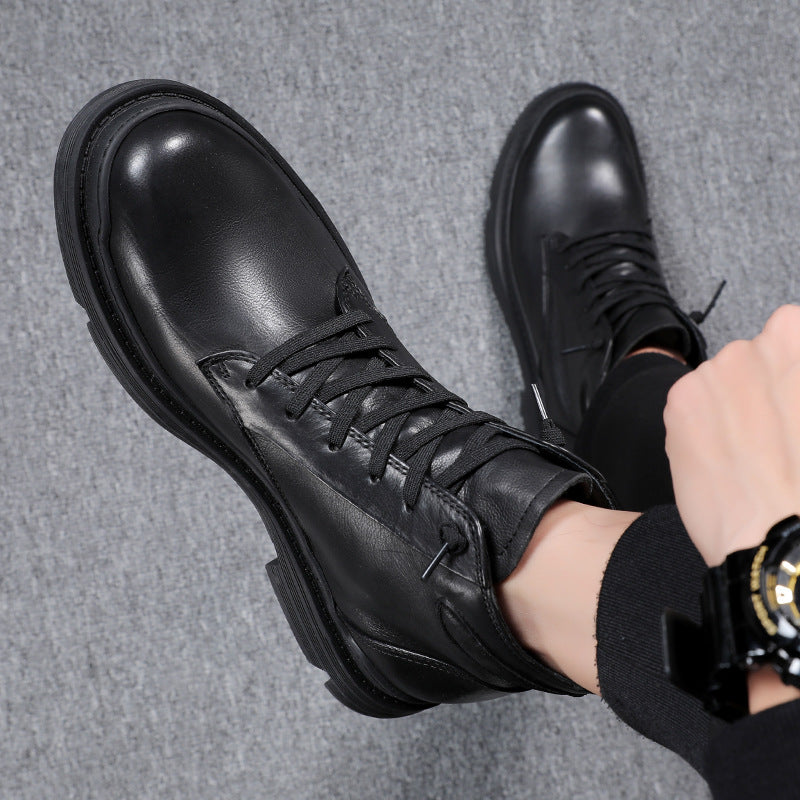 Men's Genuine Black British Warm High Top Working Boots