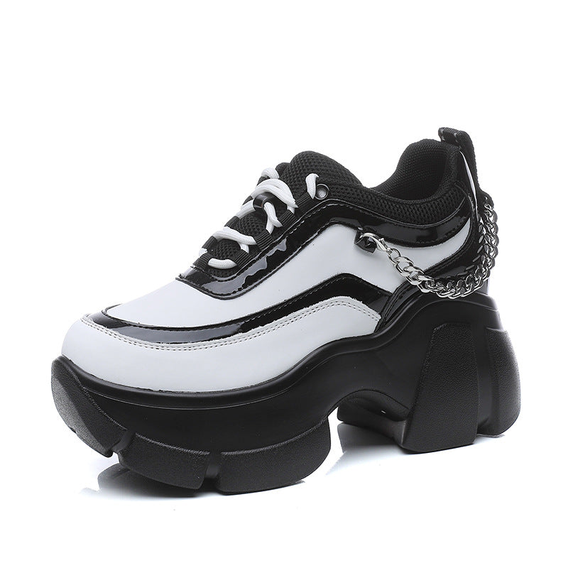 Bottom Chunky Height Increasing Korean Style Street Heels
