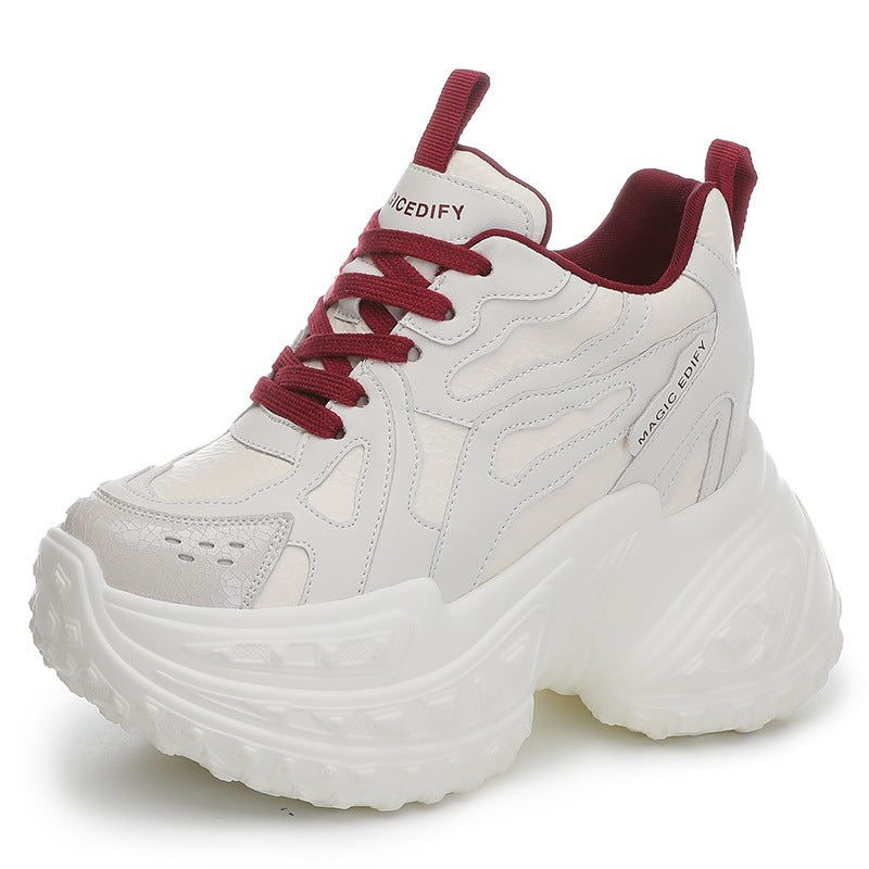 Women's Height Increasing Insole Breathable Clunky Platform Mesh Surface Small Women's Casual Shoes