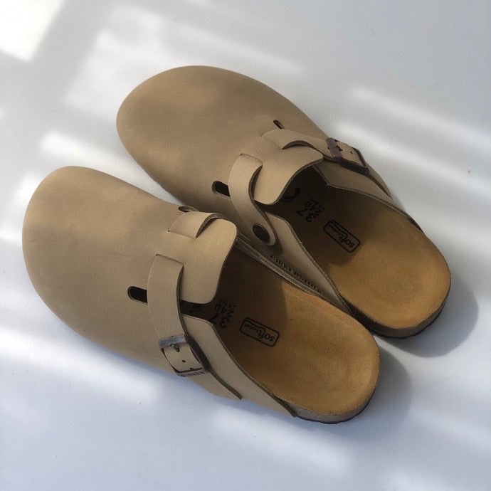 Women's Wear Cowhide Suede Toe Cap Lazy Slippers