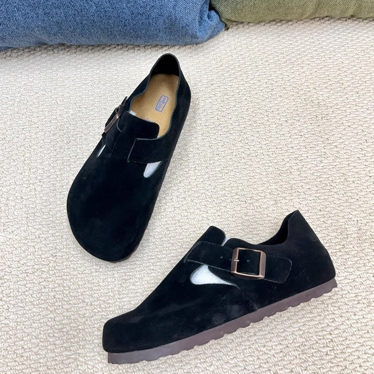 All-inclusive Lovers Genuine Cow Suede Cork Slip-on Lofter Casual Shoes