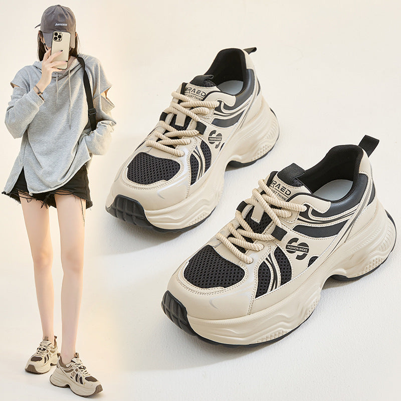 Women's & Men's Plus Size Authentic Clunky Platform Breathable Sneakers