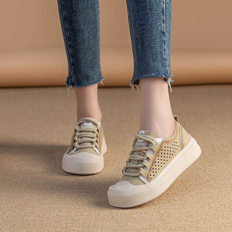 Women's Summer Genuine Platform Hollow Breathable Comfortable Sneakers