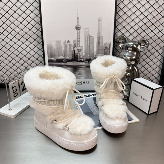 Women's Warm Slugged Bottom Moon Winter Cotton Mulberry Slope Boots