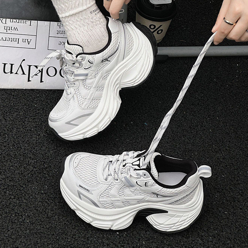 Women's Genuine Platform Dad Autumn Round Toe Soft Bottom Women's Sports Shoes