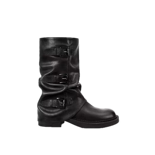 Women's Pantyhose Height Increasing Buckle Western Long Rider Women's Leather Boots