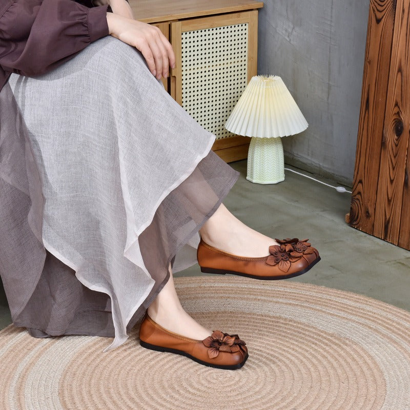 Handmade Retro Flat Bottom Comfort Authentic Mom Loafers