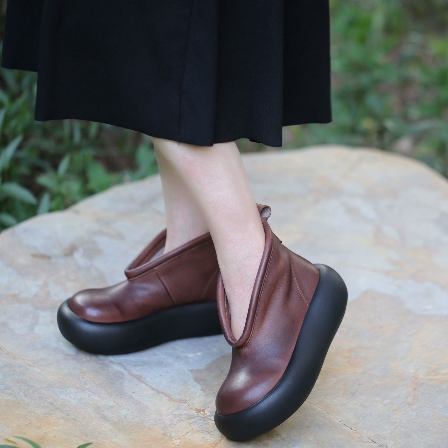 Size Vintage Top Layer Cowhide Ankle Women's Leather Boots