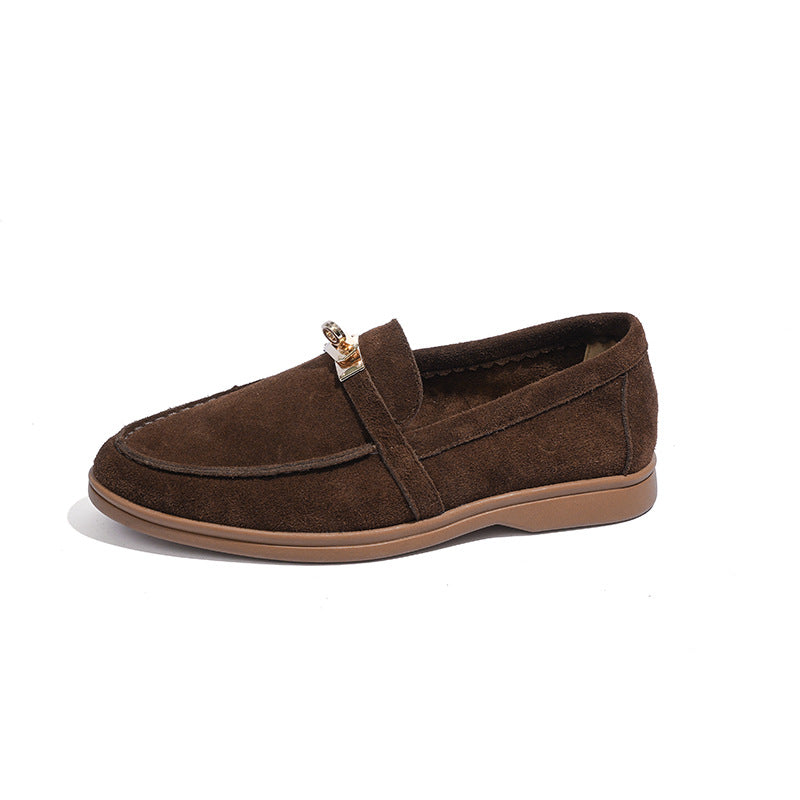 Women's Gold Lock Suede Retro Easy Matching Loafers