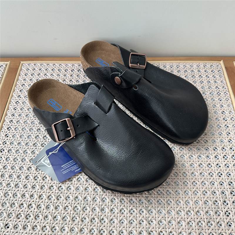 Women's Retro Closed Toe Half Outer Wear Slip-on Lazy Flat Thick-soles Slippers