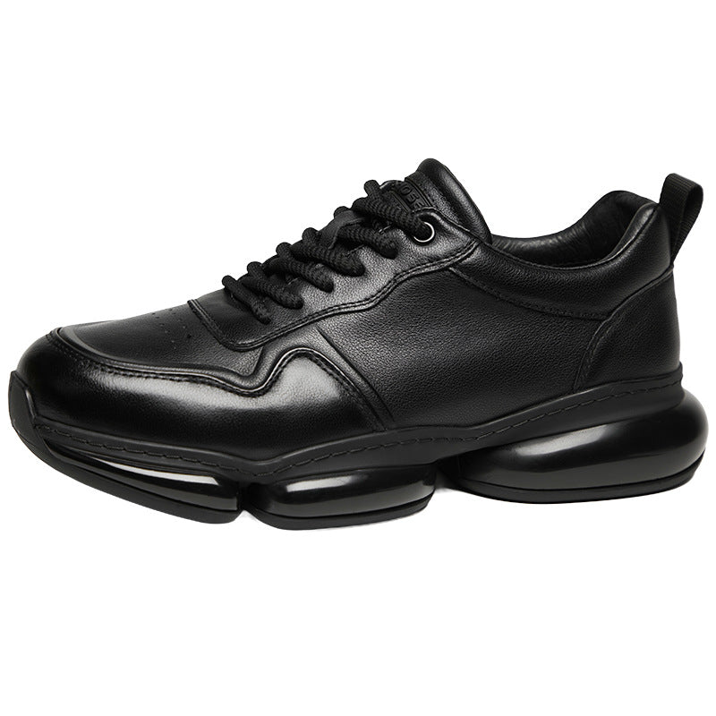 Men's Top Layer Cowhide Fashionable Sports Platform Height Casual Shoes